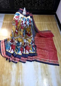 Kalamkari printed elegant office wear Saree