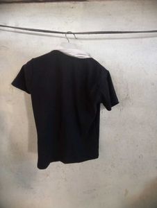Stylish Black crop top with white collar