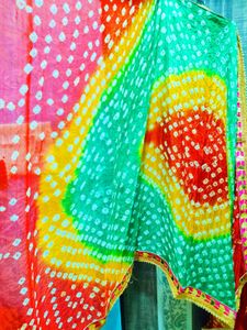 Beautiful Bandhani Dupatta With Golden Border