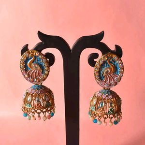 Peacock Styled Jumka - Silver