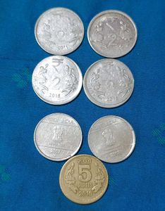 Shifting Error Coins 7 Piece - 2, 5 Rupees