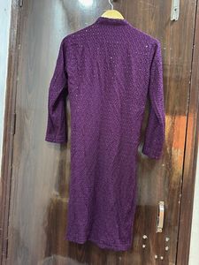 Purple Embroidered Kurta