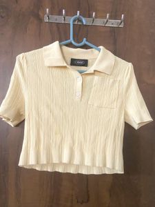 H&amp;M Yellow Knit Polo Top