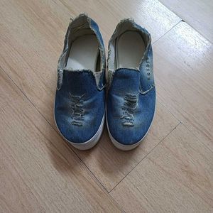 Korean Platform Distressed Denim shoes for ladies