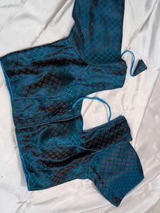 Elegant Blue Blouse Brocade