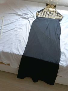 Black Gold Sequin Gown