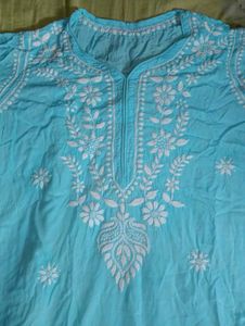 Light Blue Embroidered Kurta
