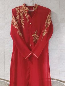 Red & Gold Embroidered Kurti
