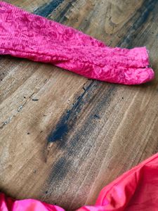 pink flare satin gown