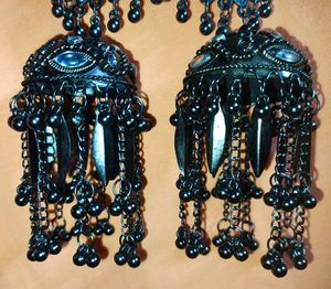 Black Polish Jhumka Earrings (Big Size)