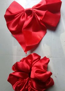 Red&amp;Pink Bow &amp; Scrunchie Set