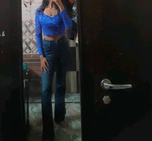 Blue Lace Blouse Top