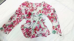 floral tie knot top
