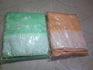 Elegant Sarees - Green & Peach