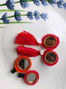 Earrings With Hair Clip For Navaratri