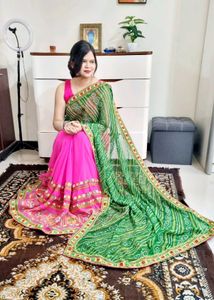 Embroidered Kutchi Work Georgette Saree