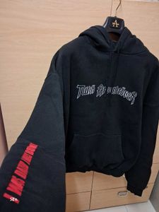 Black Graphic Print Hoodie