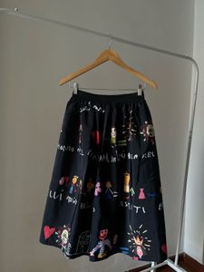 Inspired Children Painting MIKADO Silk MIDI Skirt