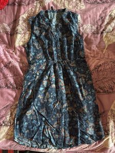 Blue V neck Dress