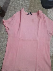 Zudio Pink Ribbed Top