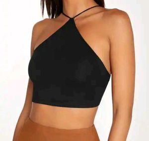 Black Halter Tie Top