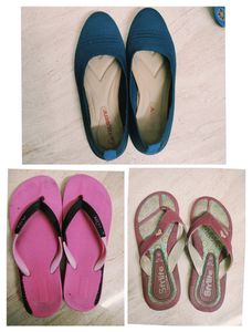 3 Pairs Of Casual Slippers And Jutti