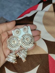 Silver And Golden Colour Earrings