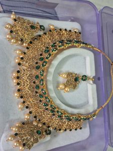 Emerald &amp; Pearl Gold-Tone Jewelry Set