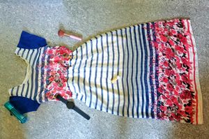 BLUE FLORAL STRIPED DRESS FOR WOMEN