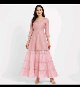 Beutiful Pink Colour Frock With Garara