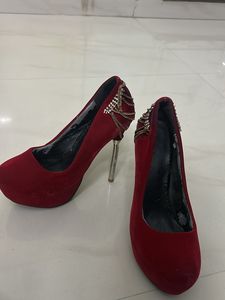 Red Velvet Pencil Heels