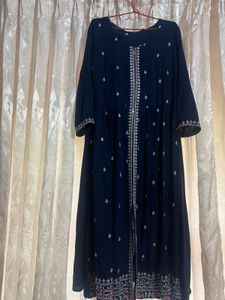 Navy Blue Embroidered Kurta Set