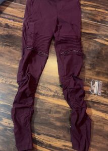 Burgundy Moto Jeggings