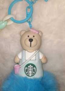 Starbucks Bear Fluffy Keychain+bagcharm