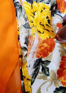 Orange Floral Palazzo Co-Ord Set For Women