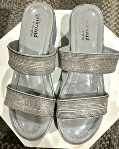 Grey And Silver Block Heels
