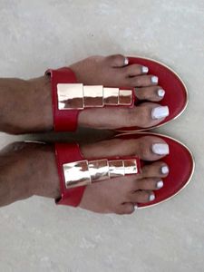 Red Flats Open Toe