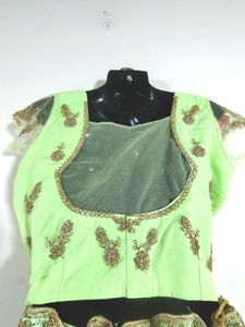 Fluorescent Green And Pink Lehenga Choli (Women's)