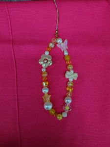 Yellow Beaded Phone Charm