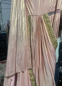 Pink Gold Saree Gown