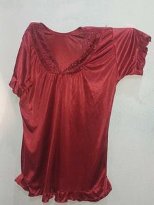 Silky Maroon Night Suit