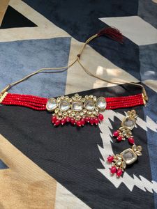 Red Kundan Necklace Set