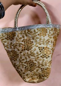 Golden Embroidered Handbag Homemade