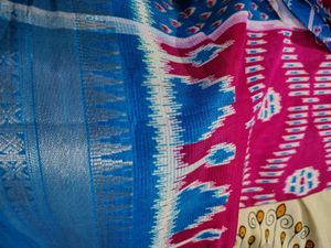 Pink &amp; Blue Mangalagiri Handloom Silk Saree