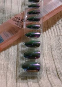 Pink Key Iridescent Press On Nails