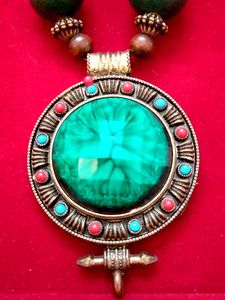 Vintage Tibetan Turquoise Agate And Ruby  Neckpiec
