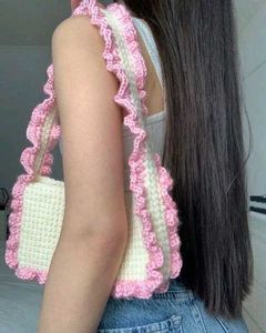 Crochet Ruffle Shoulder Bag