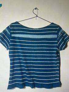 Striped Tee with Sheer Detail
