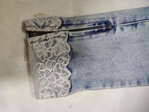 Embroided Blue Denim Pants
