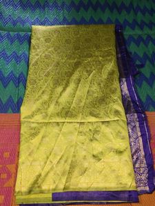 Silk Blend Saree - Green &amp; Purple